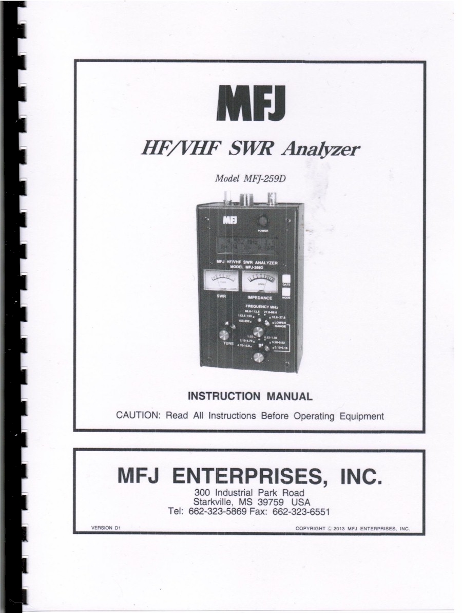 MFJ-259D HF/VHF SWRアナライザー 卸売り