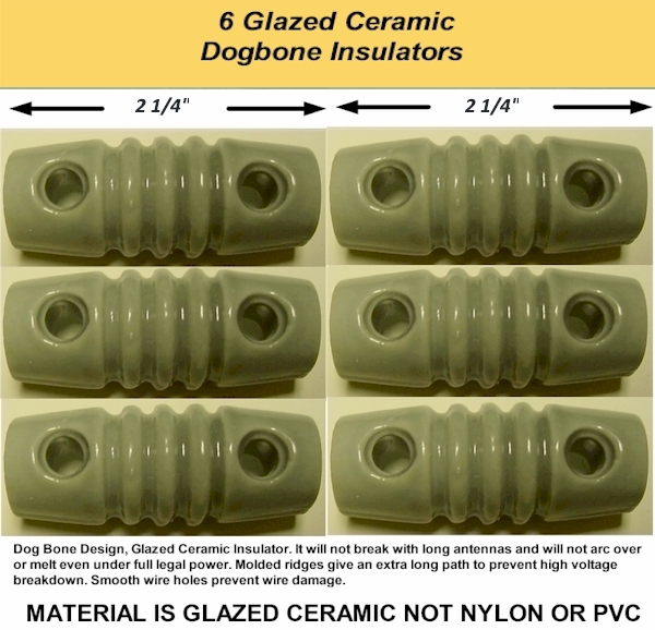 20 Ceramic Dogbone Insulators For Dipole Antenna Inverted V Ham Radio